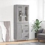 vidaXL Buffet haut Sonoma gris 69 5x34x180 cm Bois d'ingénierie