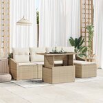 vidaXL Ensemble de canapé de jardin avec coussin 6 Pièces Beige  Crème