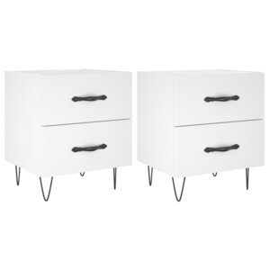 vidaXL Tables de chevet 2 Pièces blanc 40x35x47 5 cm bois d’ingénierie