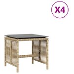vidaXL Tabourets jardin et coussins lot de 4 mélange beige 41x41x36 cm