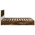 vidaXL Lit de Rangement Chêne fumé 135 x 190 cm Bois d'ingénierie