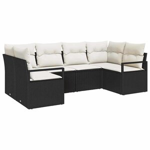 vidaXL Ensemble de canapé de jardin avec coussin 6 Pièces Noir et Crème