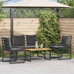 vidaXL Ensemble de meubles d'extérieur 4 Pièces Noir et Gris foncé
