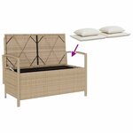 VidaXL Banc de rangement de jardin avec coussin beige résine tressée