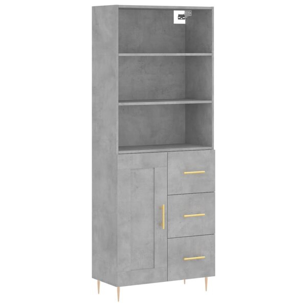 vidaXL Buffet haut Gris béton 69 5x34x180 cm Bois d'ingénierie