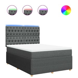 vidaXL Sommier à lattes de lit avec matelas Gris foncé 140x190cm Tissu