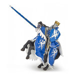 Statue du Roi au Dragon Bleu en Armure d'Or et d'Argent