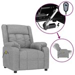 vidaXL Fauteuil électrique de massage Gris clair Tissu