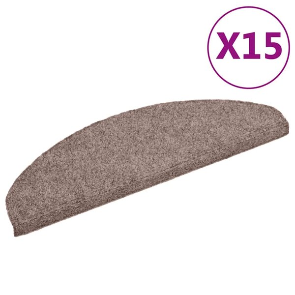 vidaXL Tapis d'escalier auto-adhésifs 15 pièces 65 x 21 x 4 cm Marron clair Demi-rond Grand