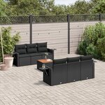 vidaXL Salon de jardin 7 Pièces avec coussins noir résine tressée