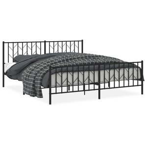 vidaXL Cadre de lit métal sans matelas avec pied de lit noir 180x200cm