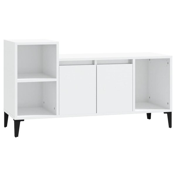 vidaXL Meuble TV Blanc brillant 100x35x55 cm Bois d'ingénierie