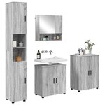 vidaXL Ensemble de mobilier de salle de bain 4 Pièces Gris Sonoma