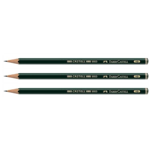 Crayon papier 9000 hexagonal mine 2mm HB x 3 FABER-CASTELL