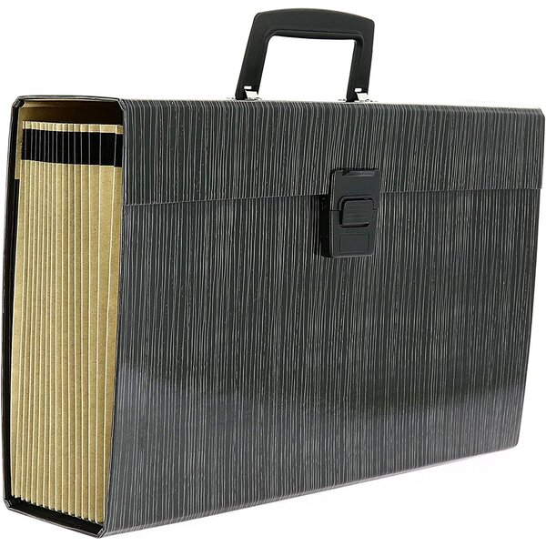 Valisette Trieur Carton Pélliculé 16 compartiments Soufflets 11 cm Noir FAST