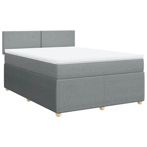 vidaXL Sommier à lattes de lit avec matelas Gris clair 140x190cm Tissu