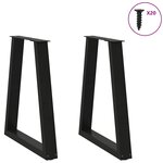 vidaXL Pieds de table à manger en V 2 pièces Noir 60 x (72-73 3) cm Acier