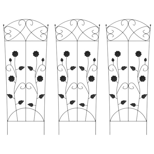 vidaXL Clôture de jardin 3 pc Noir 110 5 x 42 5 cm Acier