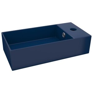 vidaXL Lavabo de salle de bain avec trop-plein Céramique Bleu foncé