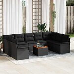 vidaXL Ensemble de canapé de jardin 10 Pièces Noir 55 x 55 x 37 cm