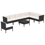 Salon de jardin meuble d'extérieur ensemble de mobilier 9 pièces avec coussins résine tressée noir 02_0018144