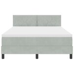Lit Box Spring vidaXL avec Matelas et Lumière LED Gris clair 160x200 cm Velours