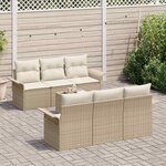 vidaXL Ensemble de canapé de jardin 7 Pièces Beige et crème polyrotin