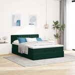 vidaXL Cadre de lit ottoman avec matelas vert foncé 140x200 cm velours