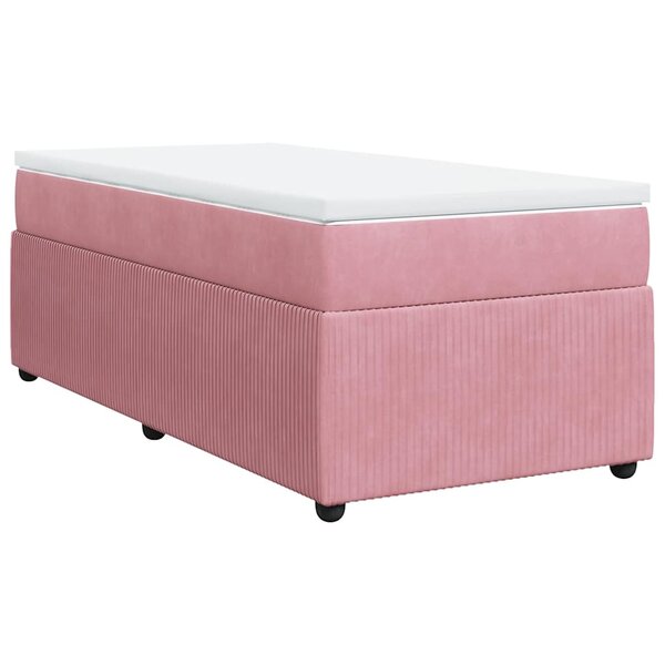 vidaXL Sommier à lattes de lit avec matelas Rose 90x190 cm Velours