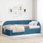 vidaXL Cadre de lit d'angle avec matelas 2 Pièces Bleu Velours
