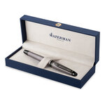 Waterman expert stylo plume  argent métallisé  plume moyenne  encre bleue  coffret cadeau