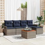vidaXL Ensemble de canapé de jardin avec coussin 6 Pièces Gris et marine