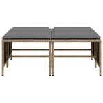 vidaXL Tabourets de jardin avec coussins lot de 4 beige résine tressée