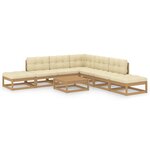vidaXL Salon de jardin 8 Pièces avec coussins Bois de pin massif
