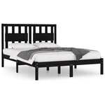 vidaXL Cadre de lit Noir Bois de pin massif 140x190 cm