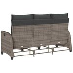 vidaXL Canapé de jardin inclinable coussins forme de L gris polyrotin