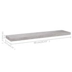 vidaXL Étagère murale flottante Gris béton 90x23 5x3 8 cm MDF