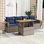 vidaXL Salon de jardin 5 Pièces avec coussins gris résine tressée