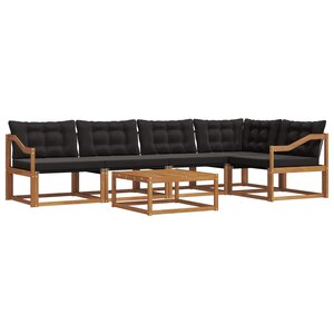 vidaXL Ensemble de canapés d'extérieur 6 Pièces Naturel et Noir