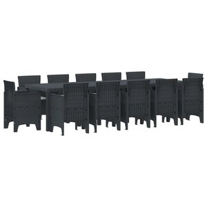 Ensemble de salle à manger de jardin 13 pièces avec coussins Anthracite en poly rattan