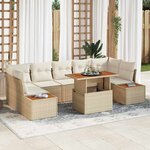 vidaXL Ensemble de canapé de jardin 8 Pièces Beige Poly rotin