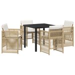 Ensemble de Jardin vidaXL 5 Pièces avec Coussins Beige en Rattan Poly