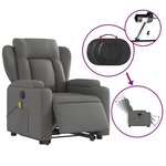 vidaXL Fauteuil inclinable de massage électrique Gris foncé Tissu