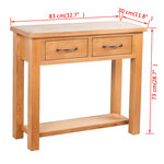 vidaXL Table console avec 2 tiroirs 83x30x73 cm Bois de chêne massif