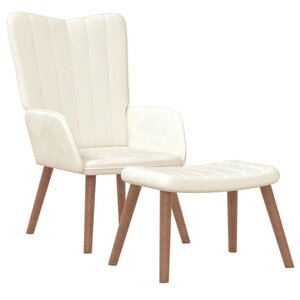 vidaXL Chaise de relaxation avec repose-pied Blanc crème Velours