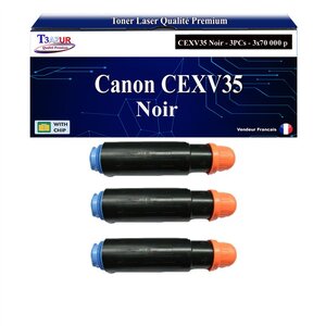 T3AZUR -3x Toners compatibles avec Canon IR Advance DX8705  DX8786  DX8795  DX8905i  DX8986i  DX8995i remplace Canon CEXV35 (3764B002) Noir - 70 000 pages