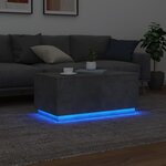 vidaXL Table basse avec lumières LED gris béton 90x50x40 cm