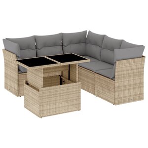 vidaXL Salon de jardin avec coussins 6 Pièces beige résine tressée