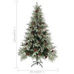 vidaXL Sapin de Noël pré-éclairé pommes de pin vert blanc 120cm PVC PE