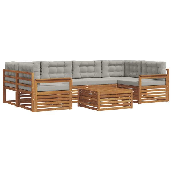 vidaXL Ensemble de canapés d'extérieur 7 pc Gris Naturel et Clair